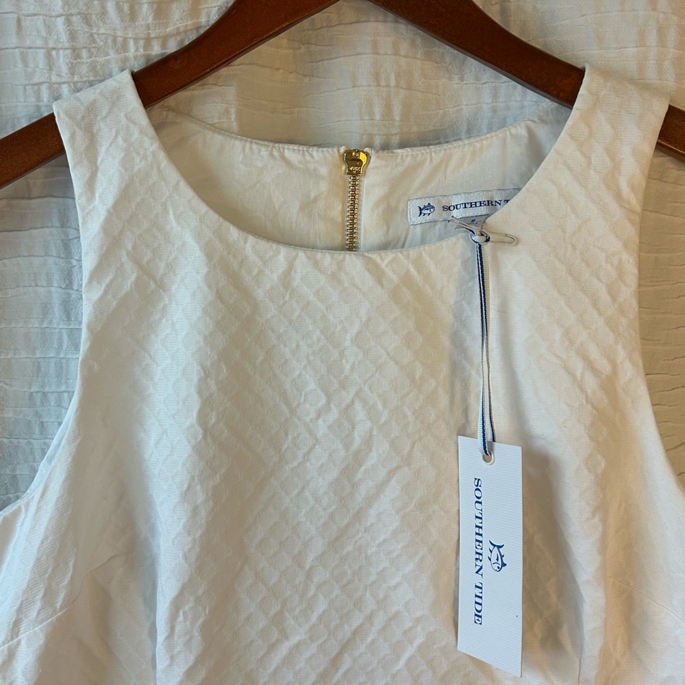 NWT Southern Tide White Sleeveless Scallop-Hem Dress - Picture 2 of 9